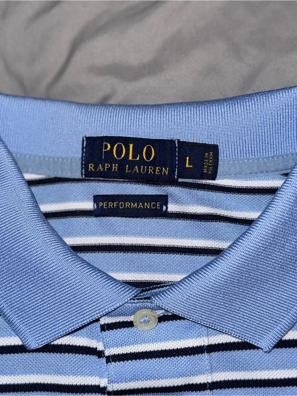 Polo by Ralph Lauren performance Light Blue Striped Polo Shirt